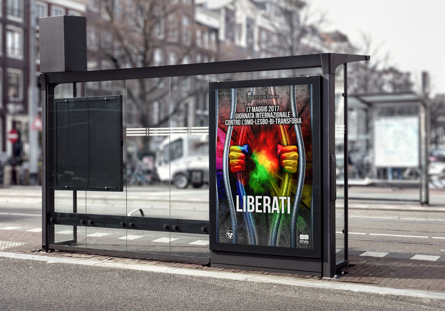 poster design giornata contro l'omobilesbotransfobia 2017 con Città di Torino e Coordinamento Torino Pride