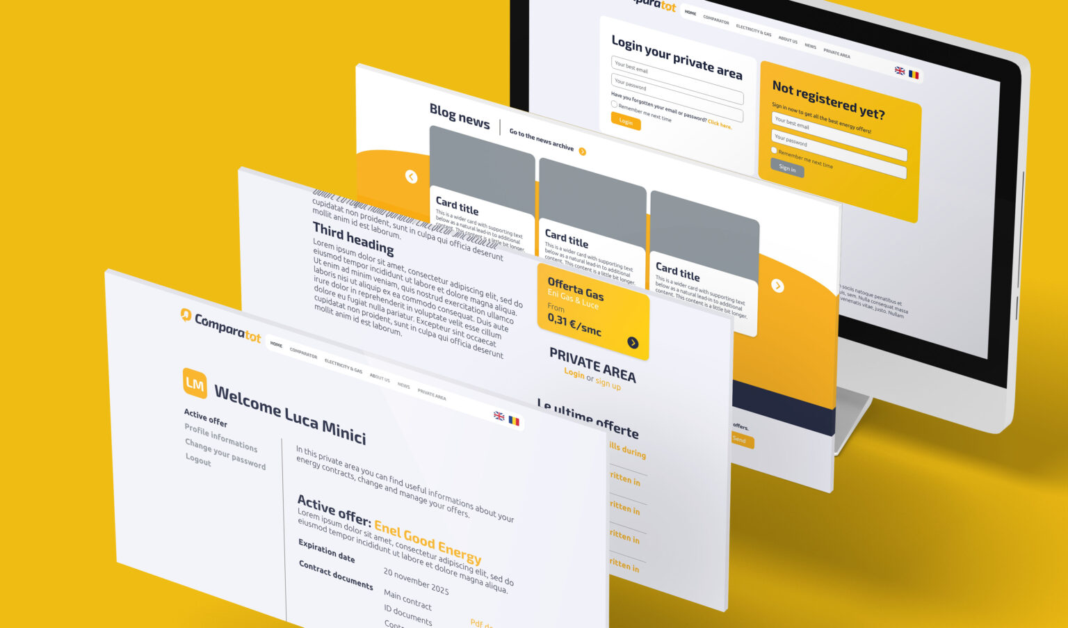 Website mockup per ComparaTot